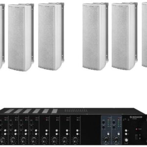 Monacor combi deal 1x PA-M224 2 zone mengversterker / 6x ETS-515TW/WIT