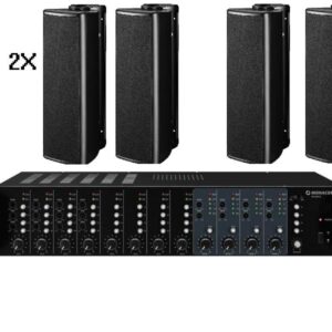 Monacor combi deal 1x PA-M412 4 zone mengversterker / 8x ETS-515TW/ZWART